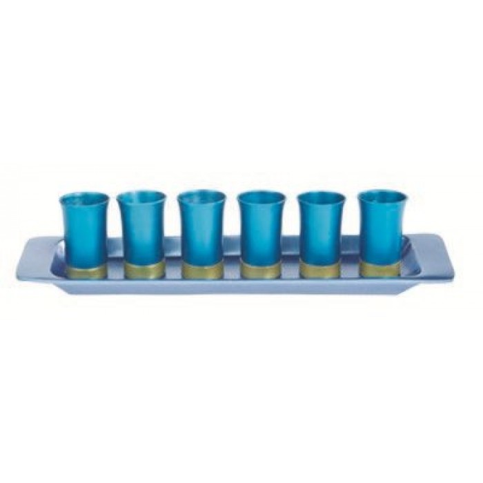 Set de 6 Coupes et Plateau en Aluminium Anodisé Yair Emanuel – Turquoise