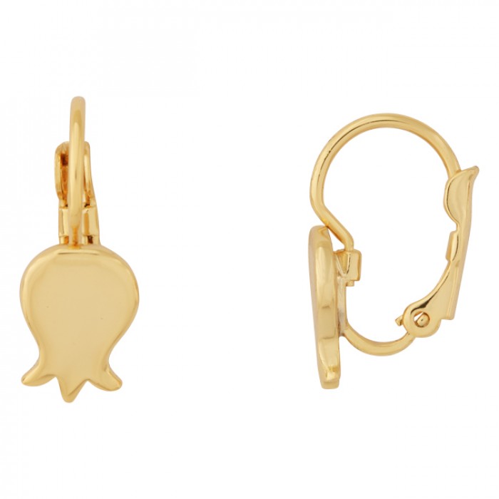 Gold Plated Pomegranate Shaped Leverback Earrings