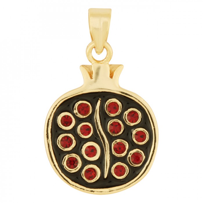 Pomegranate Pendant in Gold Plated with Garnet Stones