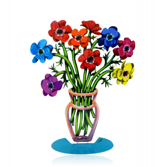 David Gerstein Poppies Bouquet in Vase Sculpture
