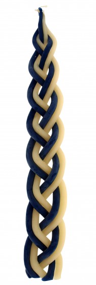 Safed Candles Blue and White Braided Havdalah Candle