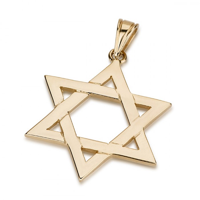 14k Yellow Gold Star of David Pendant and Triangles