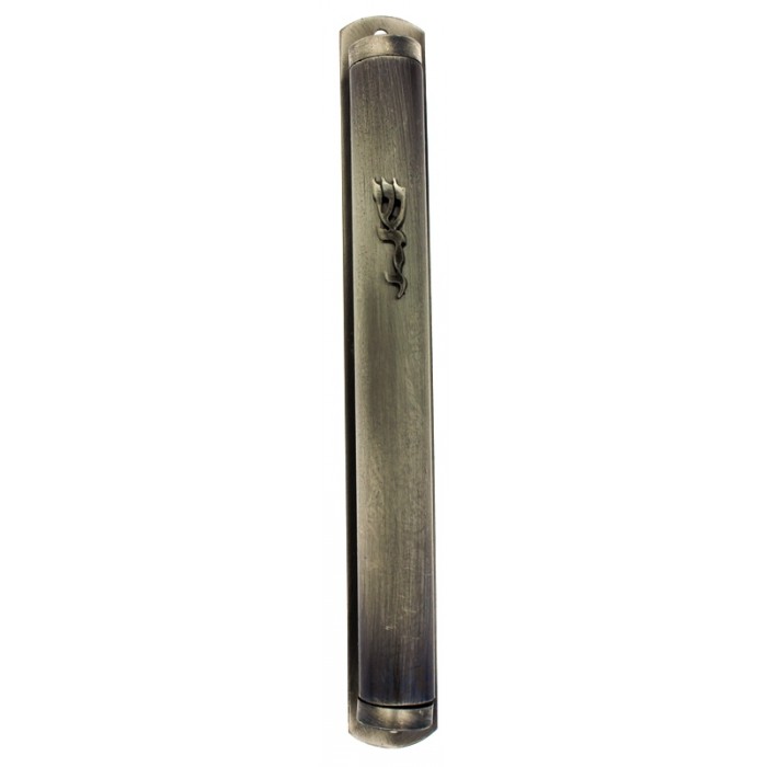 Pewter Mezuzah with Hebrew Name in Traditional Font