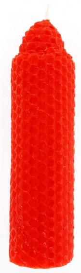 Galilee Style Candles Red Wax Waffle Havdalah Candle with Pillar Design
