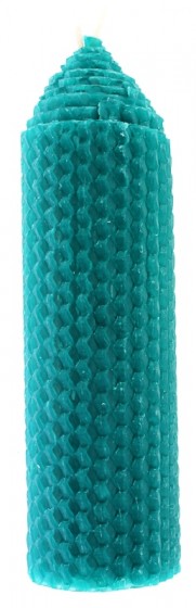 Turquoise Wax Waffle Pillar Style Havdalah Candle by Galilee Style Candles