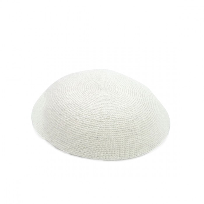 White Knitted Kippah 16 cm