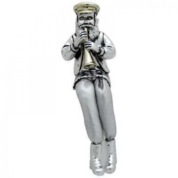 Silver Plated Hassidic Flute Musician Figurine