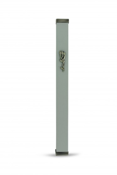 Aluminum Mezuzah in Pearl White with Pewter Shin