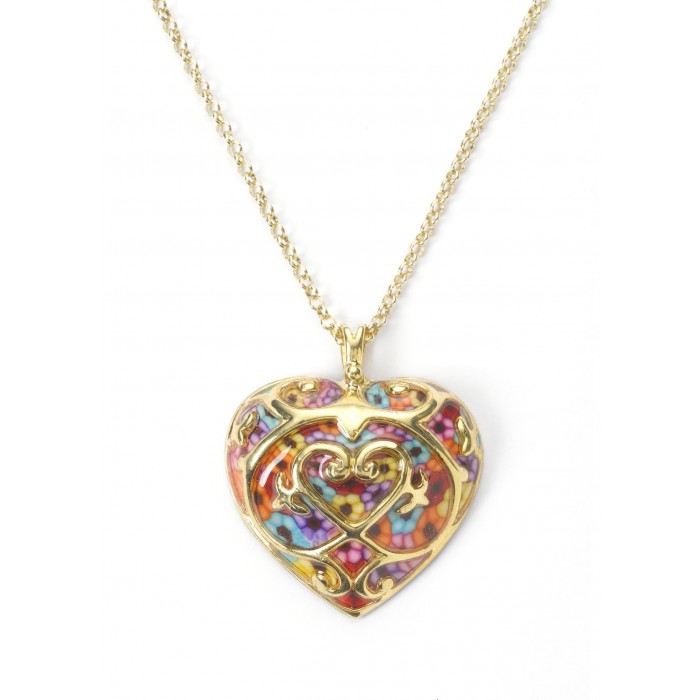 Multi-colored Heart Pendant in Gold Plated