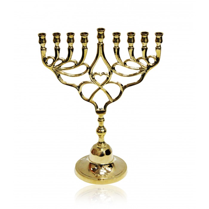 Hanukkah Menorah with Branch Design in Gold