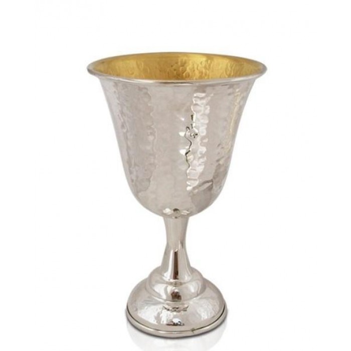 Kiddush Cup in Sterling Silver with Hammered Finish by Nadav Art