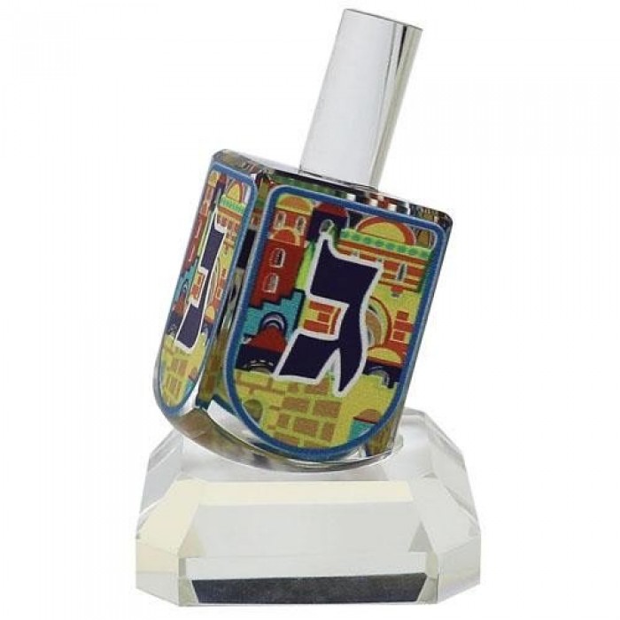 Colorful Crystal Dreidel With Stand