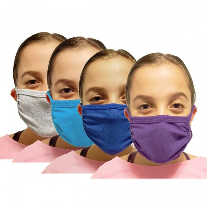 Set of Four Multicolored Double-Layered Reusable Unisex Face Masks For Children