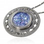 Round Sterling Silver Pendant with Roman Glass & Filigree Rafael Jewelry Designer