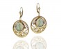 Rafael Jewelry Designer 14k Yellow Gold Dangling Earrings with Roman Glass and Carvings