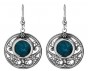 Round Sterling Silver Earrings with Eilat Stone and Swirling Carvings-Rafael Jewelry