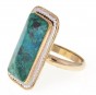 Gold-Plated Rectangular Ring with Eilat Stone & Sterling Silver by Rafael Jewelry