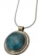 Round Eilat Stone Pendant in Silver & Gold-Plating by Rafael Jewelry