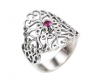 Rafael Jewelry Sterling Silver Ring with Ruby in Heart Cutouts
