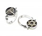 Double Sided Sterling Silver Ring with Star of David & Menorah in 9k Yellow Gold by Rafael Jewelry