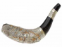 Polished Ram's Horn with Two Silver Ornaments by Barsheshet-Ribak