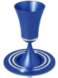 Kiddush Cup with Saucer in Colorful Anodized Aluminum by Nadav Art Blue