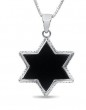 Star of David Necklace in Sterling Silver and Onyx
