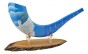 Painted Ram Shofar in Blue with Peace Dove