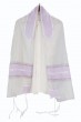 Women’s Tallit Set in Polyester with Purple and Pink Stripes