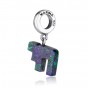 Blue-Green Azurite Life Symbol Charm in 925 Sterling Silver
