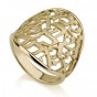 14k Yellow Gold Intricately Carved Shema Yisrael Ring by Ben Jewelry
