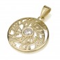 Shema Pendant Round with Cubic Zirconia in Yellow Gold
