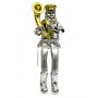 Polyresin Silver Sitting Hassidic Tuba Player Figurine with Cloth Legs
