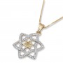 14K Yellow Gold Star of David Pendant with Central Star