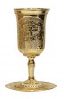 Gold Plated Brass Elijah Cup with Jerusalem and Plate