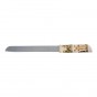 Challah Knife with Jerusalem Images in Ivory and Gold with Crystal Accents