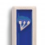 White Concrete Mezuzah in Blue with Hebrew Shin by ceMMent