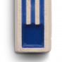 White Concrete Mezuzah with Blue Interior and Long Hebrew Shin by ceMMent