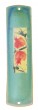 Turquoise Ceramic Mezuzah with Pomegranates and Leaves