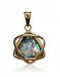 Mellow Star of David Pendant in 14K Yellow Gold and Roman Glass