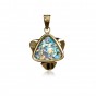 Rounded Star of David Pendant in 14K Yellow Gold and Roman Glass