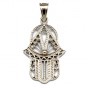 14K White Gold Hamsa Pendant with Filigree Design