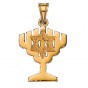 14K Yellow Gold Menorah Pendant with Traditional Star of David