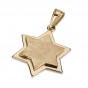 14k Yellow Gold Star of David Pendant with Double Stars and Textured Center