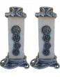 Shabbat Candlesticks with Coins, Scrolling Lines and Stone Blocks