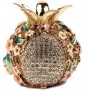 Gold Plated Pomegranate Spice Holder with Crystals and Floral Pattern
