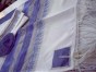 White and Purple Women’s Tallit with Fringe by Galilee Silks