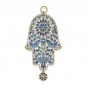 Brass Hamsa with Blue Mosaic, Doves and Hearts