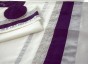 Woolen Tallit with Royal Blue & Silver Stripes by Galilee Silks