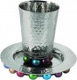 Yair Emanuel Nickel Kiddush Cup Set with Bright Orbs and Hammered Pattern